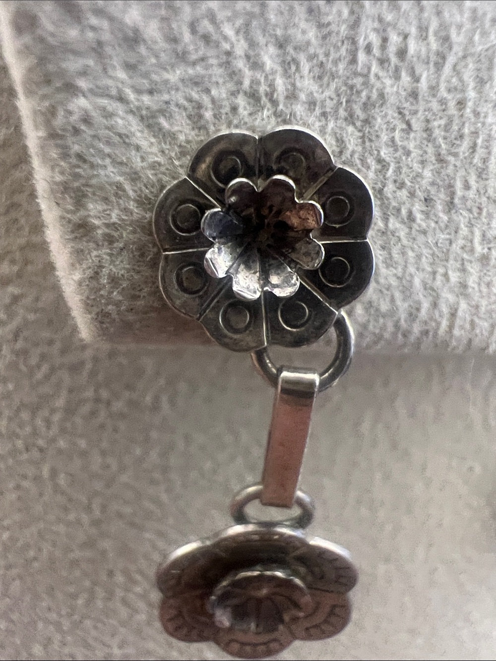 Sterling Floral Drop Earrings in Silver - Picture 5 of 9